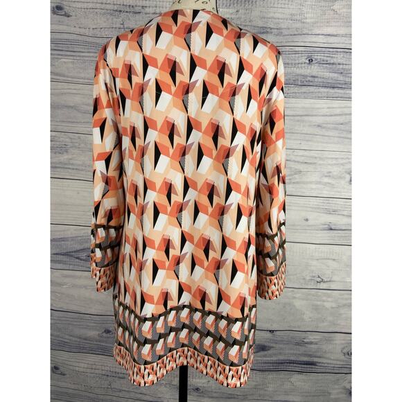 JM Collection Embellished Tunic Top Womens M Mosaic 3/4 Sleeves Scoop Neck - Picture 3 of 12